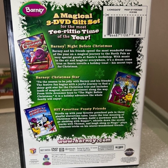 Barney Purple Dinosaur Holiday Favorites 3 DVD Gift Set 2011 EUC Christmas Fun - Picture 3 of 10